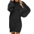 Women Winter Sweater Knit Crewneck Warm Long Sleeve O-Neck Casual Sweatshirts Solid Color Oversized Basic Ladies Cloth