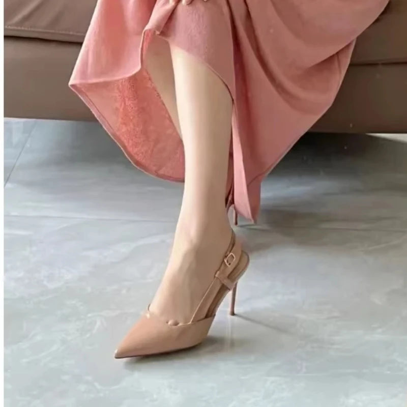 Women's new summer nude sexy pointed stiletto sandals niche design celebrity temperament casual comfortable wedding high heels
