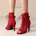 New Noble High Quality  for Women's Sexy Red  Heels Ankle Boots Peep Toe Zipper
