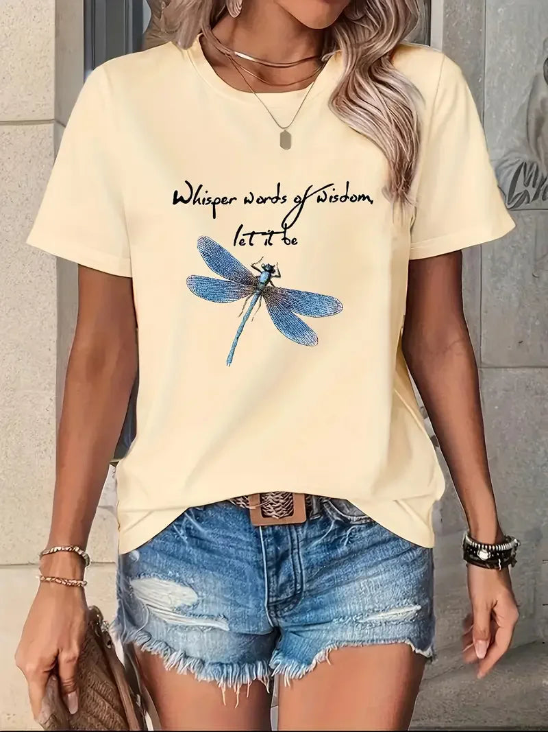 Dragonfly Graphic Print Short Sleeve Tee