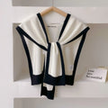 Knitted Shawl Fake Collar Women Detachable Collars Tie White Neckline Big Lapel False Collar Shoulder Wrap Clothing Accessories