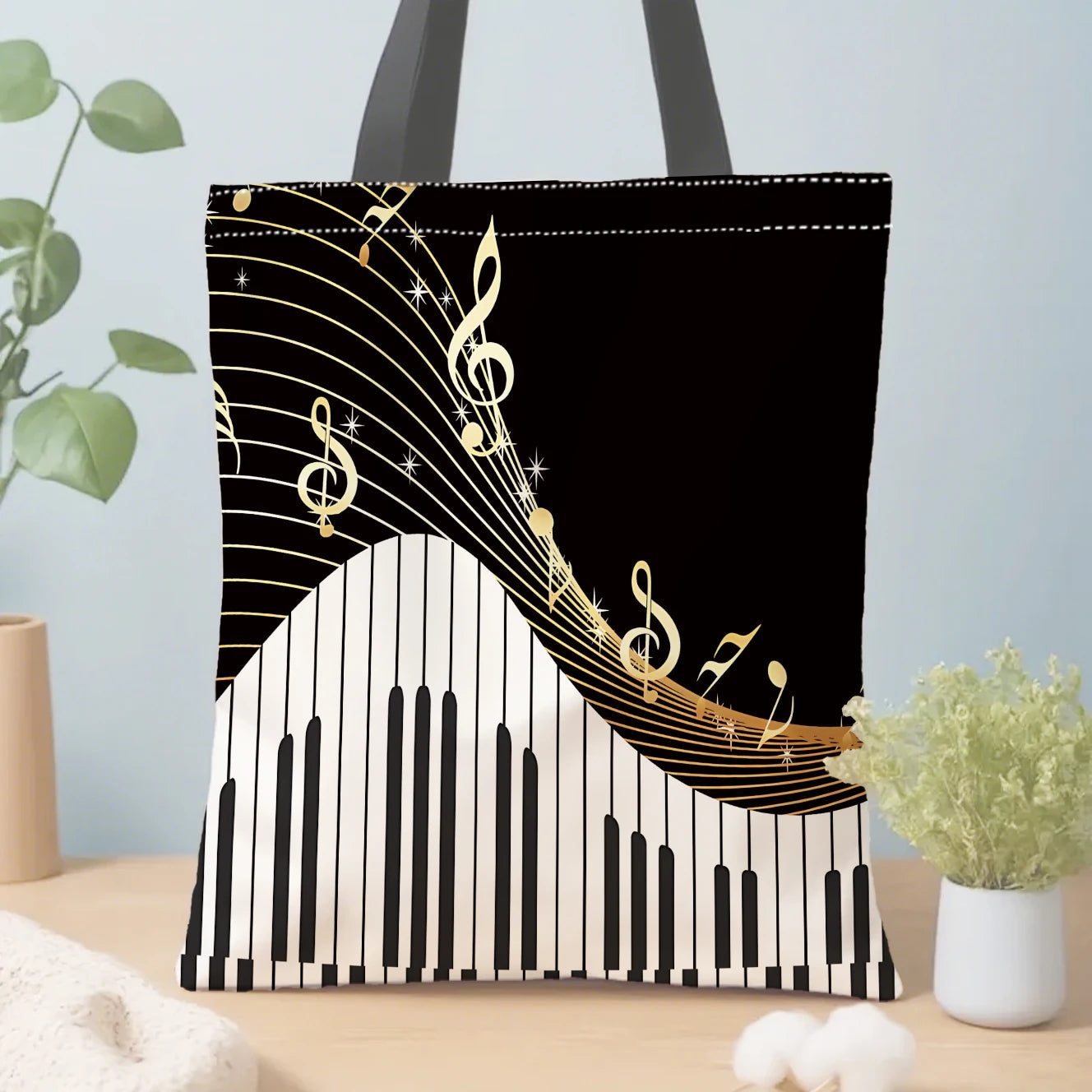 Shoulder Bag with Music Symbols and Piano Pattern, A Must-have for Shopping, Suitable for Daily Use, A Perfect Holiday Gift