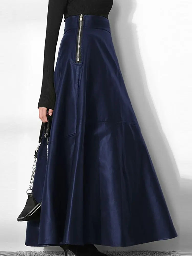 ZANZEA Women's PU Leather Maxi Skirt 2025 Autumn Elegant OL Long Saias Fashion Solid Mujer Faldas Casual High Waist Zipper Jupe