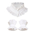 1 set French Style Fake Faux Collar Pleated Design Ruffled Edge Stand Collar Adjustable Feature Detachable Ruffled Sleeve