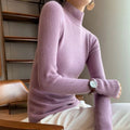 2026 Women's Slim Fit Long Sleeve Base Pullover Knitted Solid Color Turtleneck Sweater French Versatile Autumn Winter Warm Tops