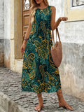 Elegant Sleeveless Midi Dress with Floral Pattern for Casual And Wear Suitable for Leisure And Sports Activities