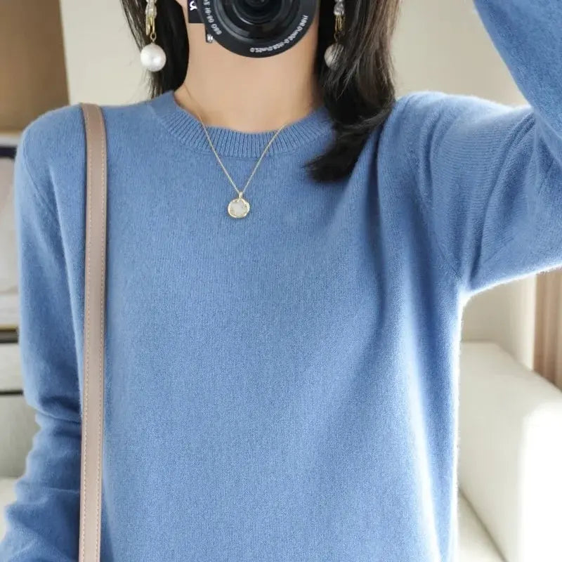 Women Sweater O-neck Autumn Winter Pullover Warm Casual Fashion Knitwear Bottoming Shirt 2026