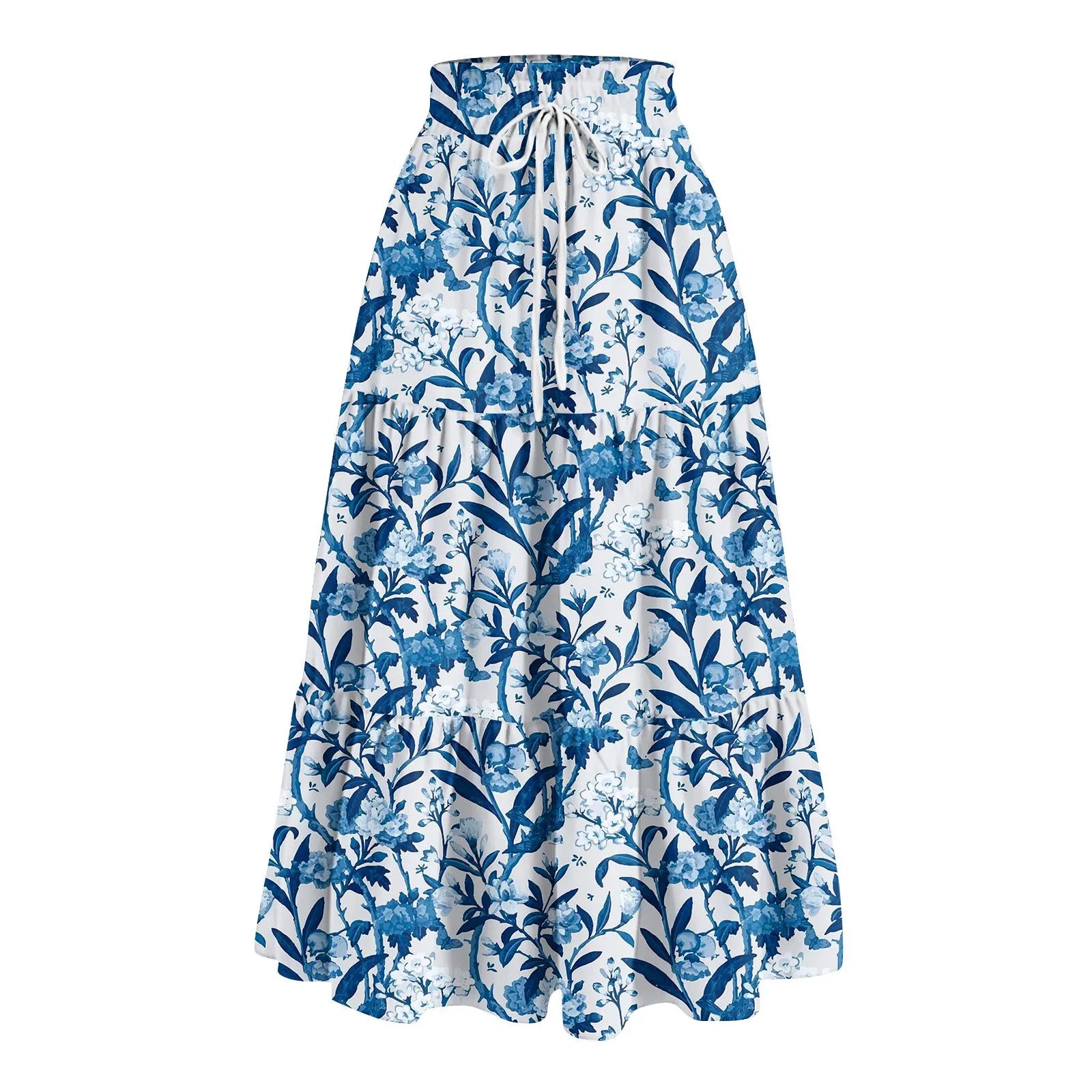Women'S Boho Vintage Floral Print Maxi Skirt Elastic High Waist Pleated Flowy A Line Long Skirts Toddler Fall Falda Short