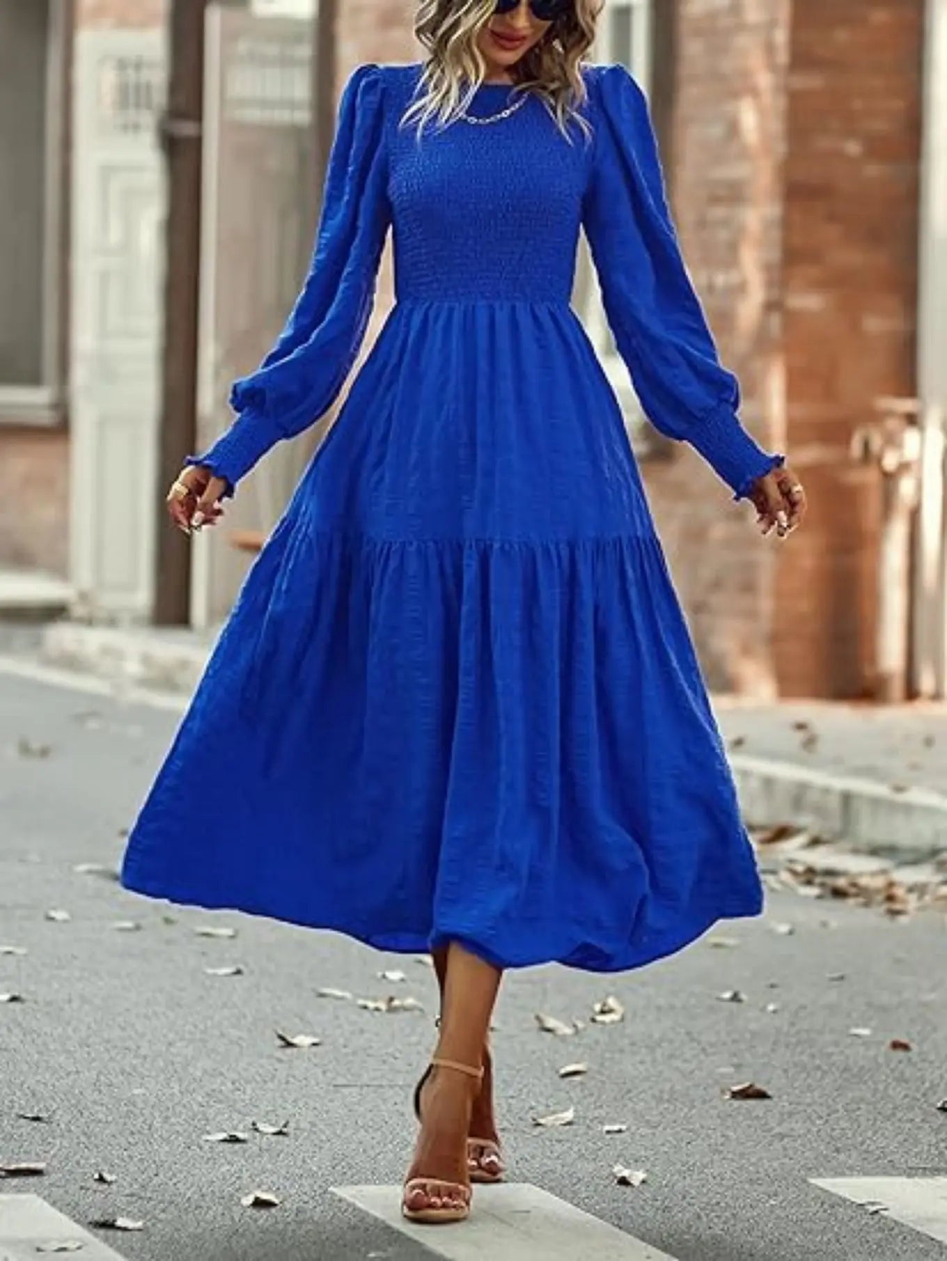 Dress Women Long Dresses A Line Vestidos Streetwear Round Neck Maxi Lantern Sleeve Casual Elegant Splice Y2k High Waist 2025