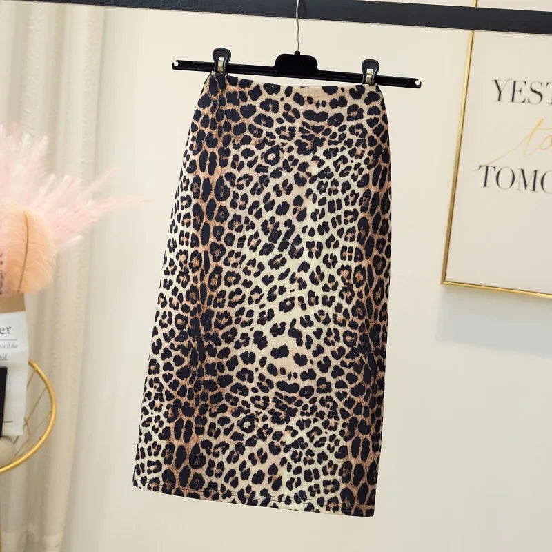Fashion Midi Skirt For Women Flora Printed High Waist Pencil Skirt Female Causal Flower Bodycon Skirt With Slit