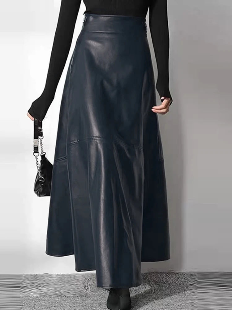 ZANZEA Women's PU Leather Maxi Skirt 2025 Autumn Elegant OL Long Saias Fashion Solid Mujer Faldas Casual High Waist Zipper Jupe