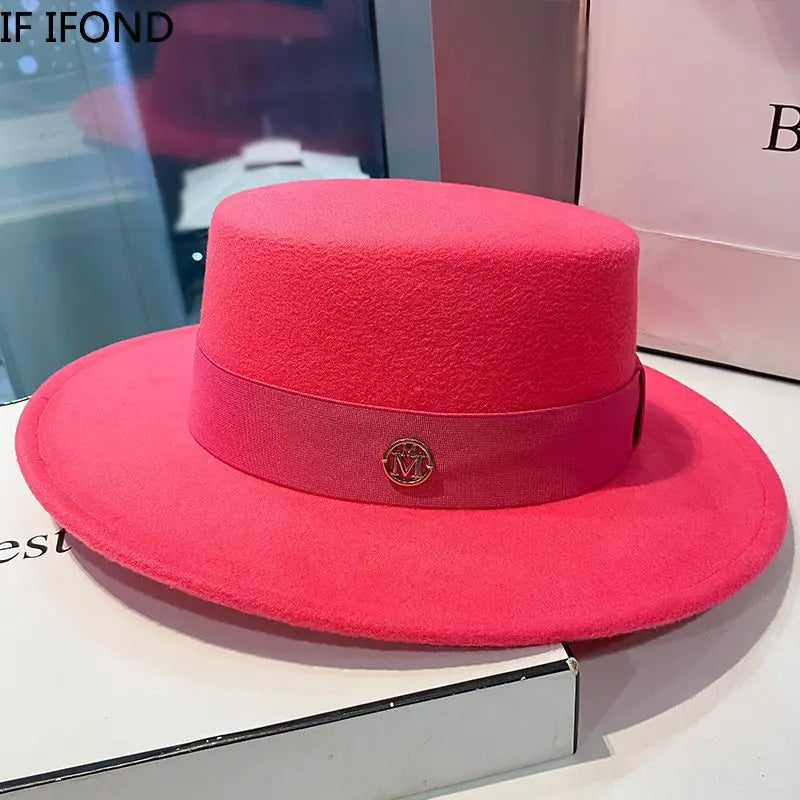 Fedora Hats for Women Fashion Elegant Bowler  Caps Panama Church Wedding Ribbon Band Hat Men Felt Jazz Hat