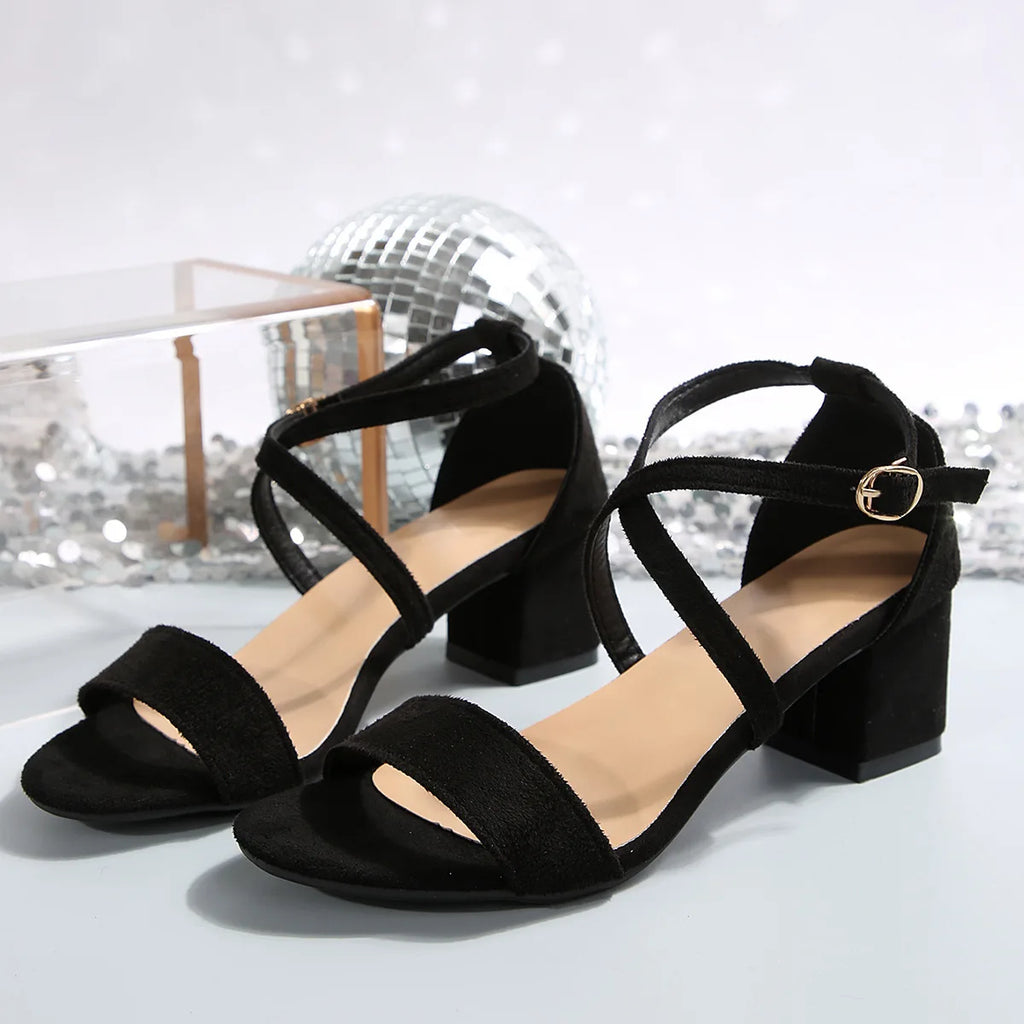 2025 New Summer Women's Solid Color Sandals Fashion High Heel Shoes Women Platform Open Toe Chunky Heels Women's Sandals Size43