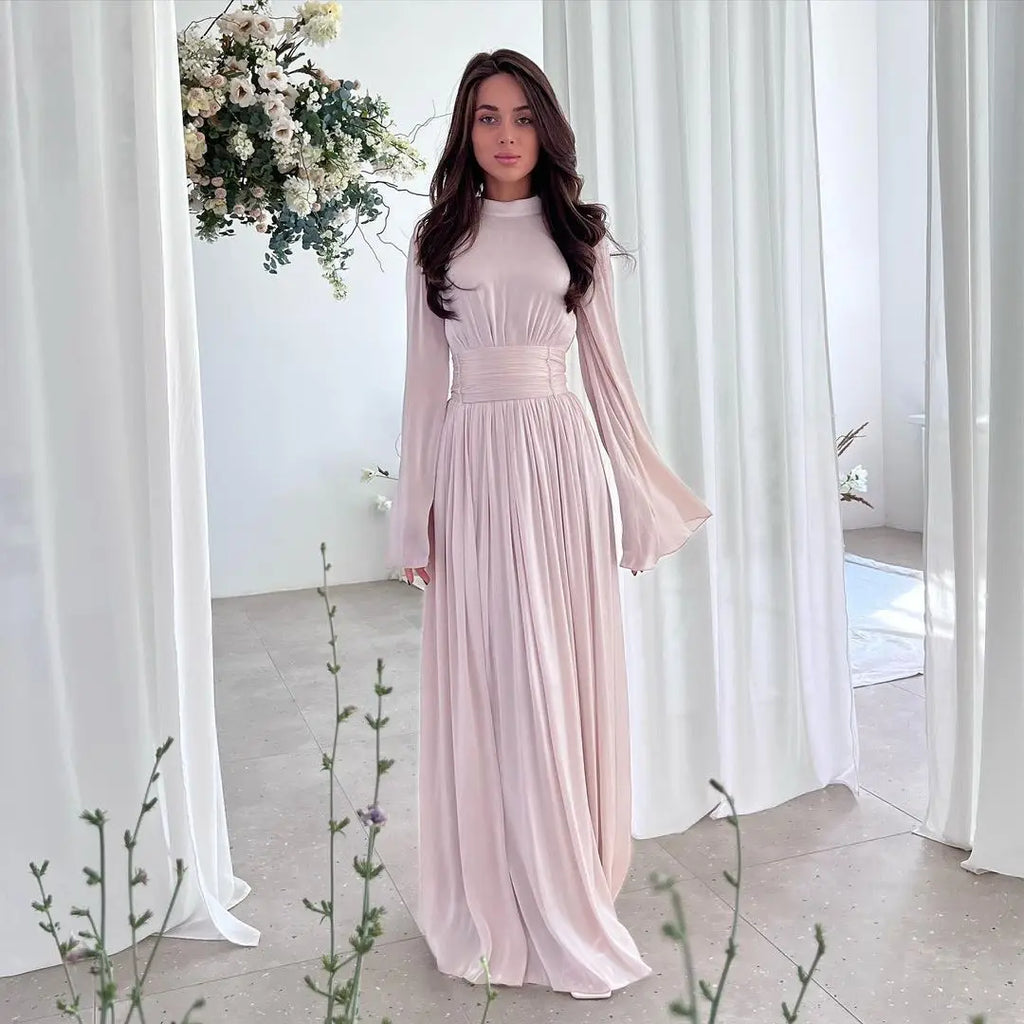 Lace-Up Pleated Kaftan Maxi Dress