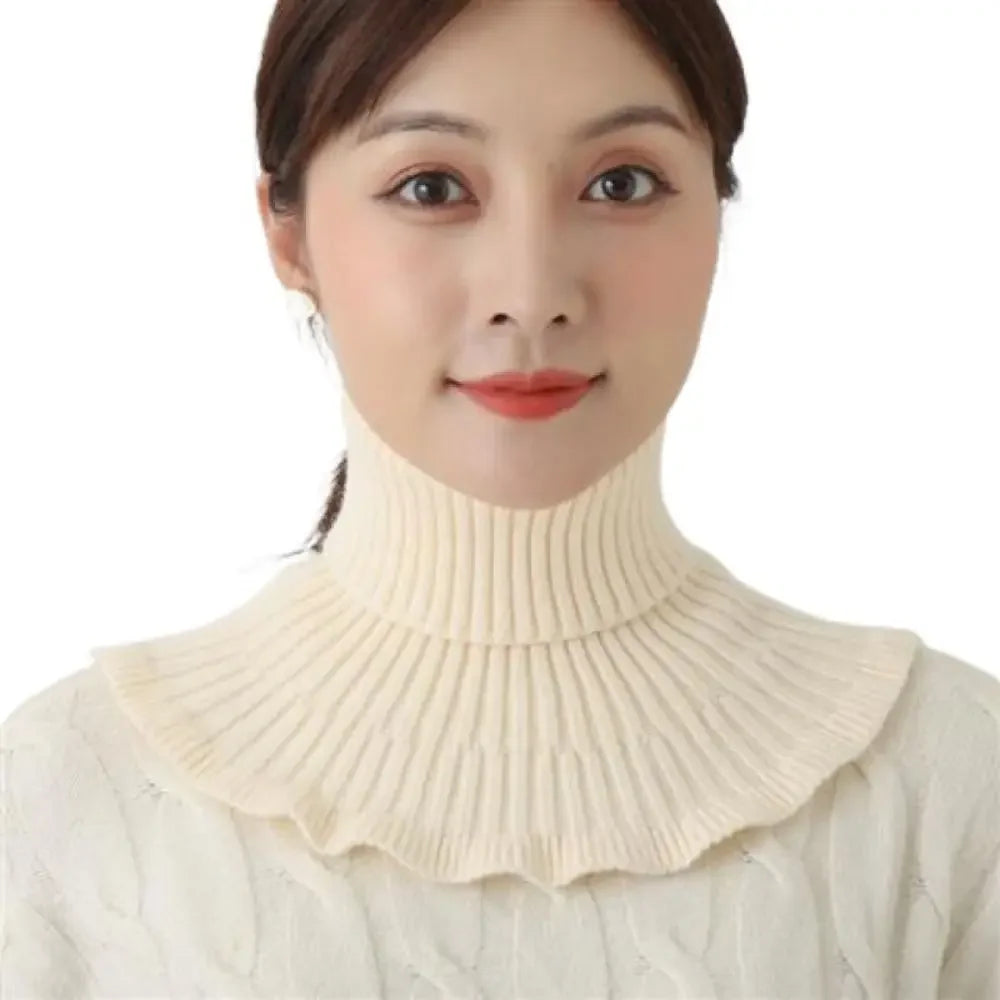 Fashion Warm Knitted Fake Collar Windproof With Wooden Ears Neck Warmer Winter Detachable Turtleneck Men Women
