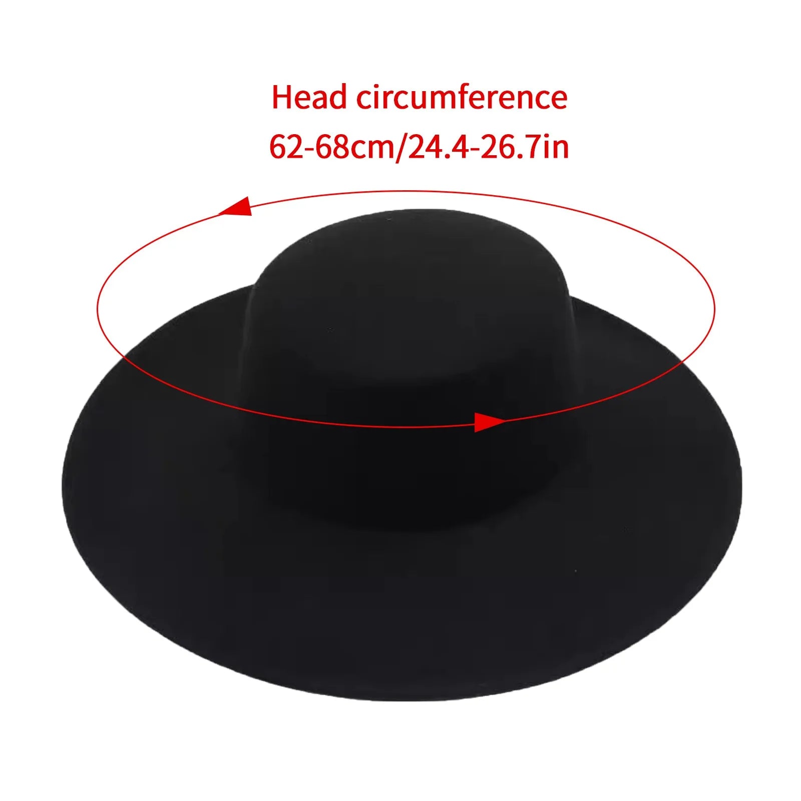 Women'S Black Felt Hat Flat Top Jazz Hat Vintage Wide Brim Cap Hepburn Style French Classic Elegant Fashion Accessory