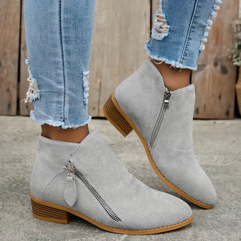 Women Boots Autumn/winter Side Ankle Boots Female Low Heel Low Tube Student College Style Women Shoes Comfortable Outdoor Shoes