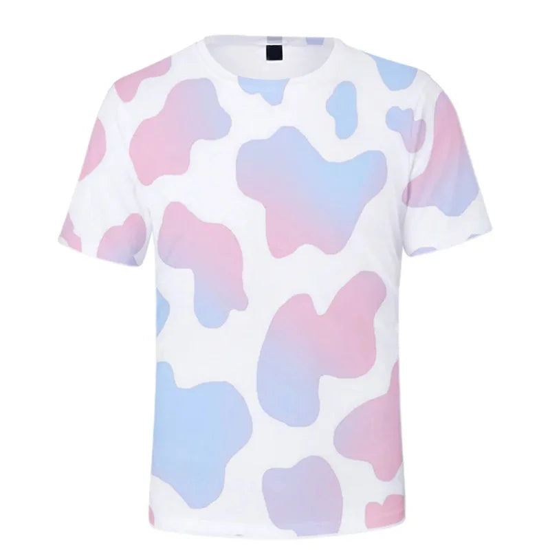 Cow Pattern T Shirt For Colorful Cartoon 3D Printed T-Shirts Summer Casual Street Loose Tops O-Neck Short Sleeve Tees