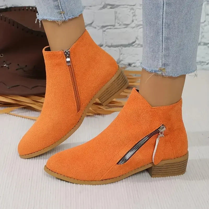 Women Boots Autumn/winter Side Ankle Boots Female Low Heel Low Tube Student College Style Women Shoes Comfortable Outdoor Shoes