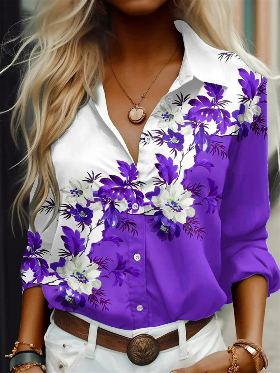 Women's shirt fashion shirt 3D printing high-definition pattern long-sleeved shirt daily casual shirt xs-6xl soft fabric