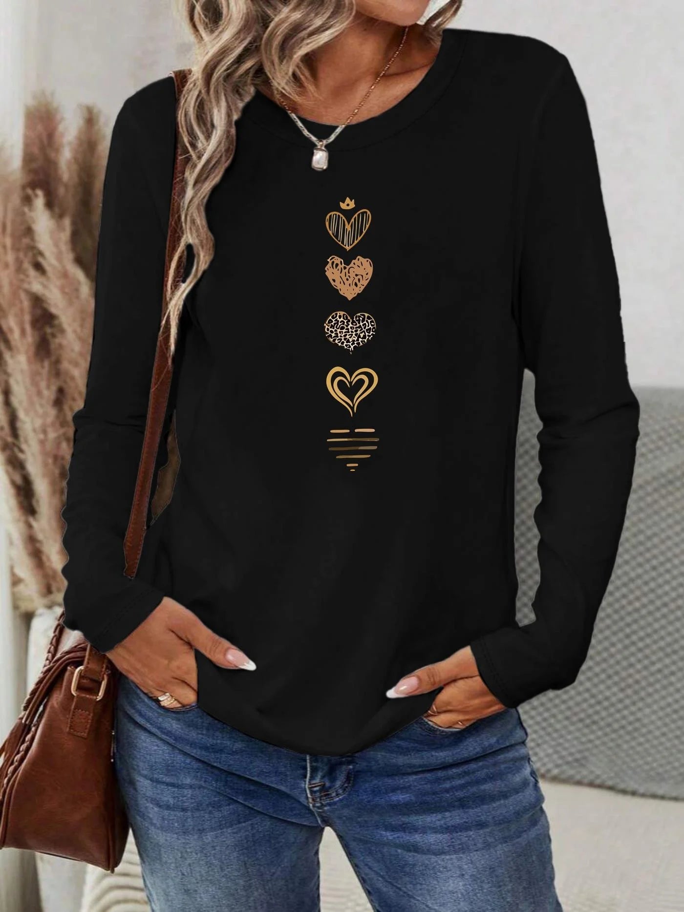 100 cotton Autumn Winter Women black white Street Comfortab tshirt long sleeve  Print T Shirt  Streewear Clothes Causal Female