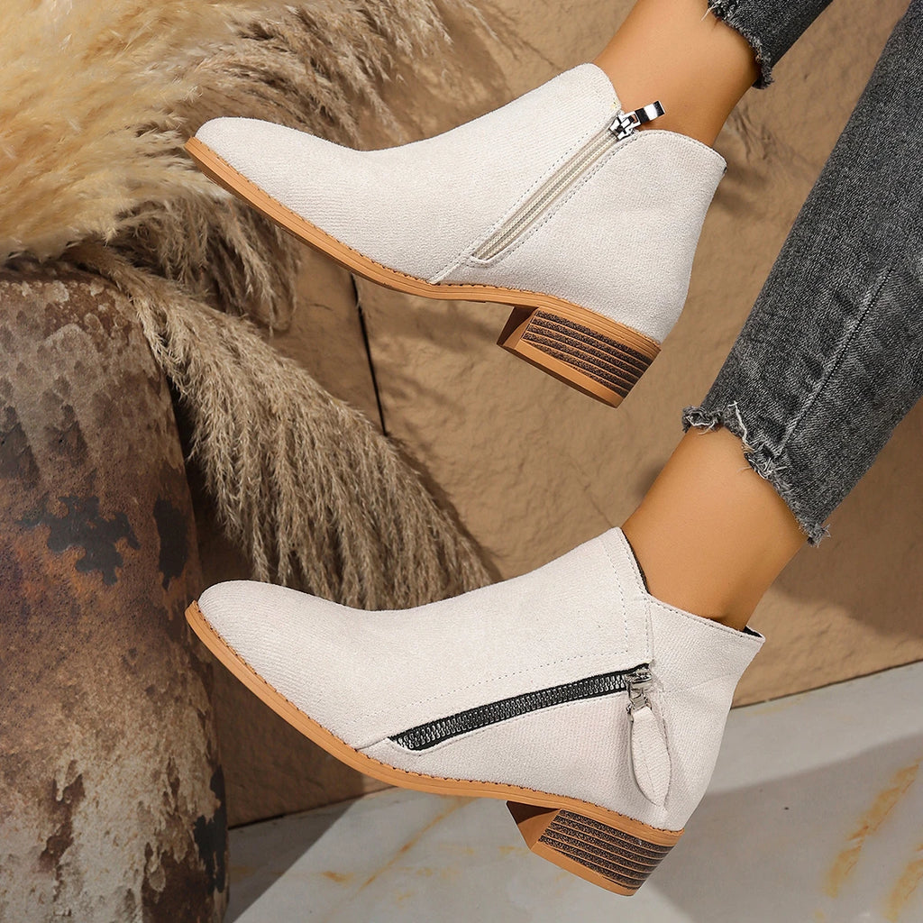 Women Boots Autumn/winter Side Ankle Boots Female Low Heel Low Tube Student College Style Women Shoes Comfortable Outdoor Shoes