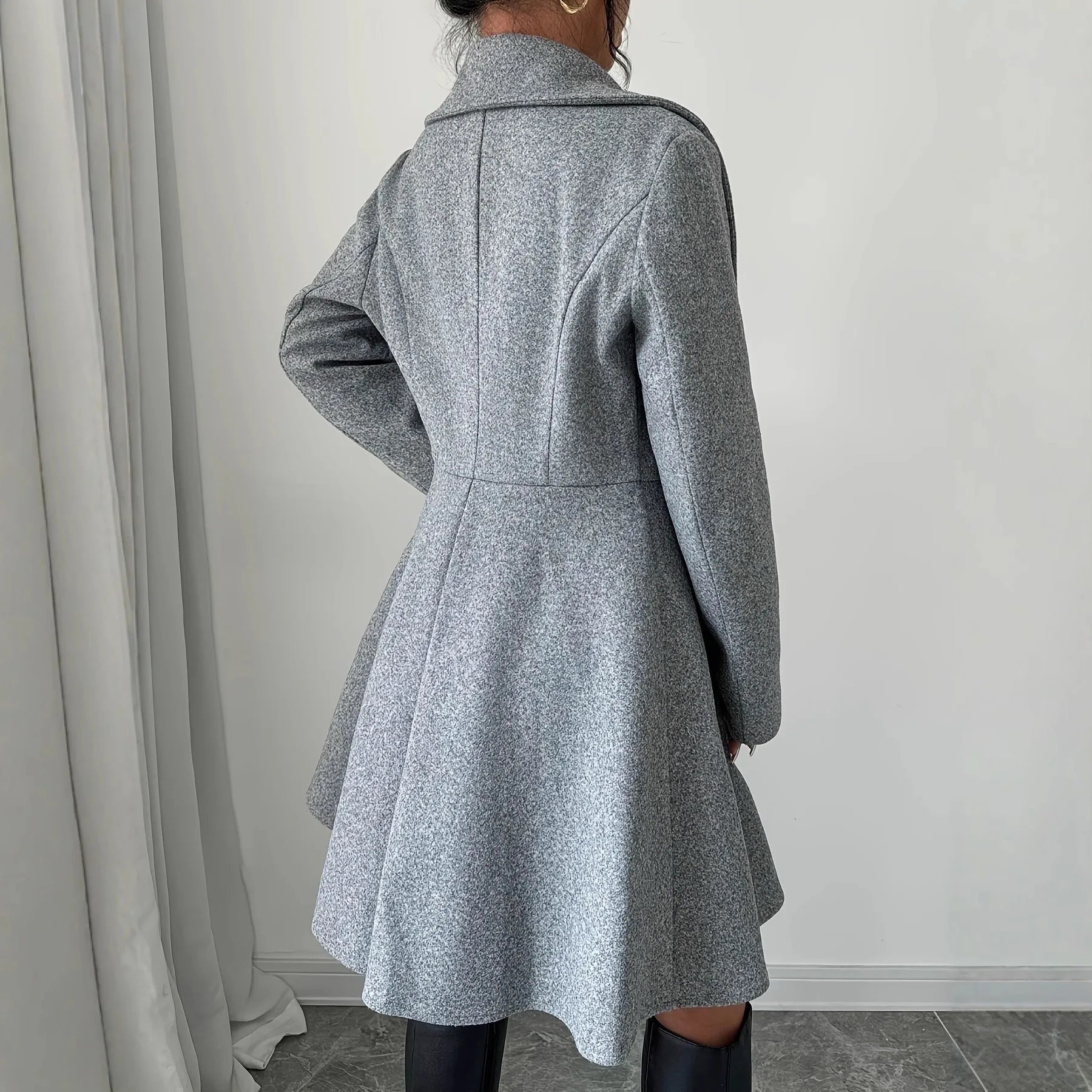 Women Woolen Coats Long Sleeve Turn-down Collar Jackets Ladies Autumn Winter Outerwear Coat