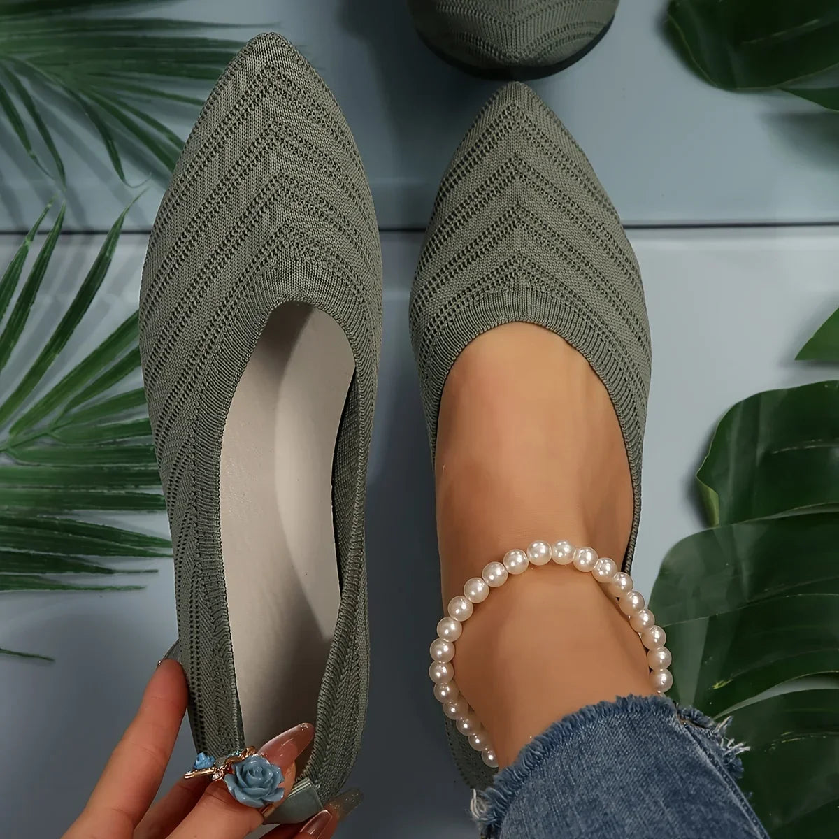 Ballerina Women Flat Shoes Comfort Non-slip Ladies Loafers Pointed Toe Flats Elegant Bowknot Women's Single Shoes Mother's Shoes