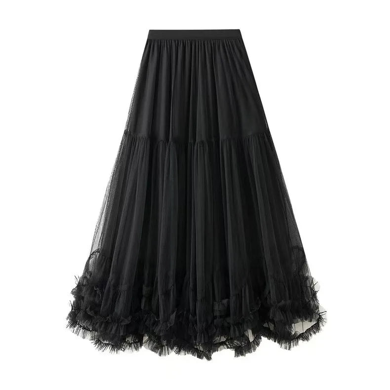 2026 New High Waist Flared Skirt with Flowy Design Elegant A-Line Pleated Midi Skirt for Women