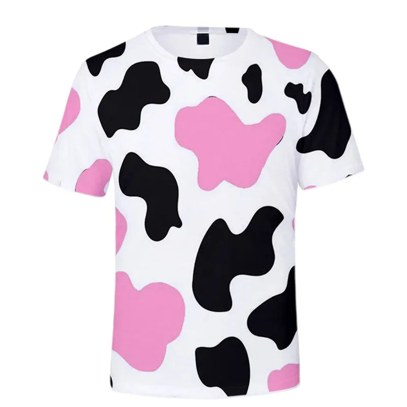 Cow Pattern T Shirt For Colorful Cartoon 3D Printed T-Shirts Summer Casual Street Loose Tops O-Neck Short Sleeve Tees
