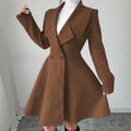 Women Woolen Coats Long Sleeve Turn-down Collar Jackets Ladies Autumn Winter Outerwear Coat