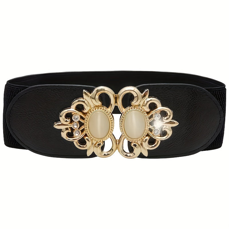 Opal Inlaid Buckle Elastic Belt