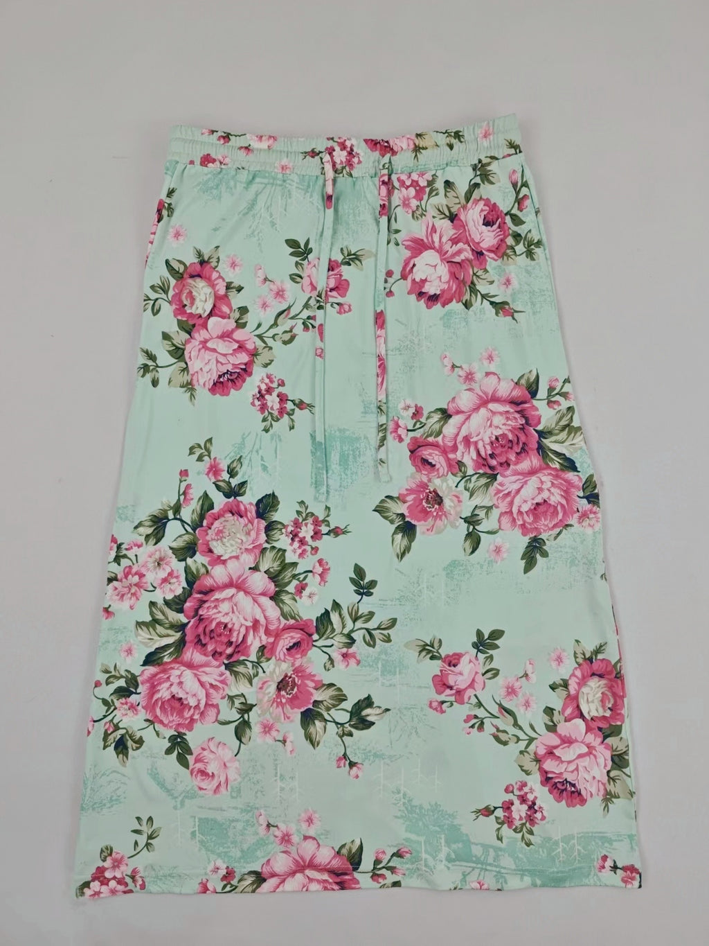 Plus Size Camo Print Drawstring Skirt, Elegant Midi Skirt For Spring & Summer, Women's Plus Size Clothing