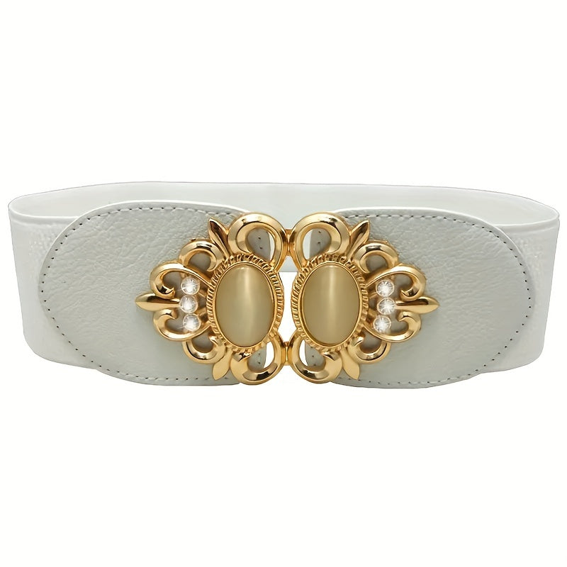 Opal Inlaid Buckle Elastic Belt