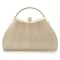 [Evening Clutch Purse] Rhinestone Decor Ruched Evening Bag for Women - Top Ring Clutch Purse Handbags for Wedding Prom Dinner