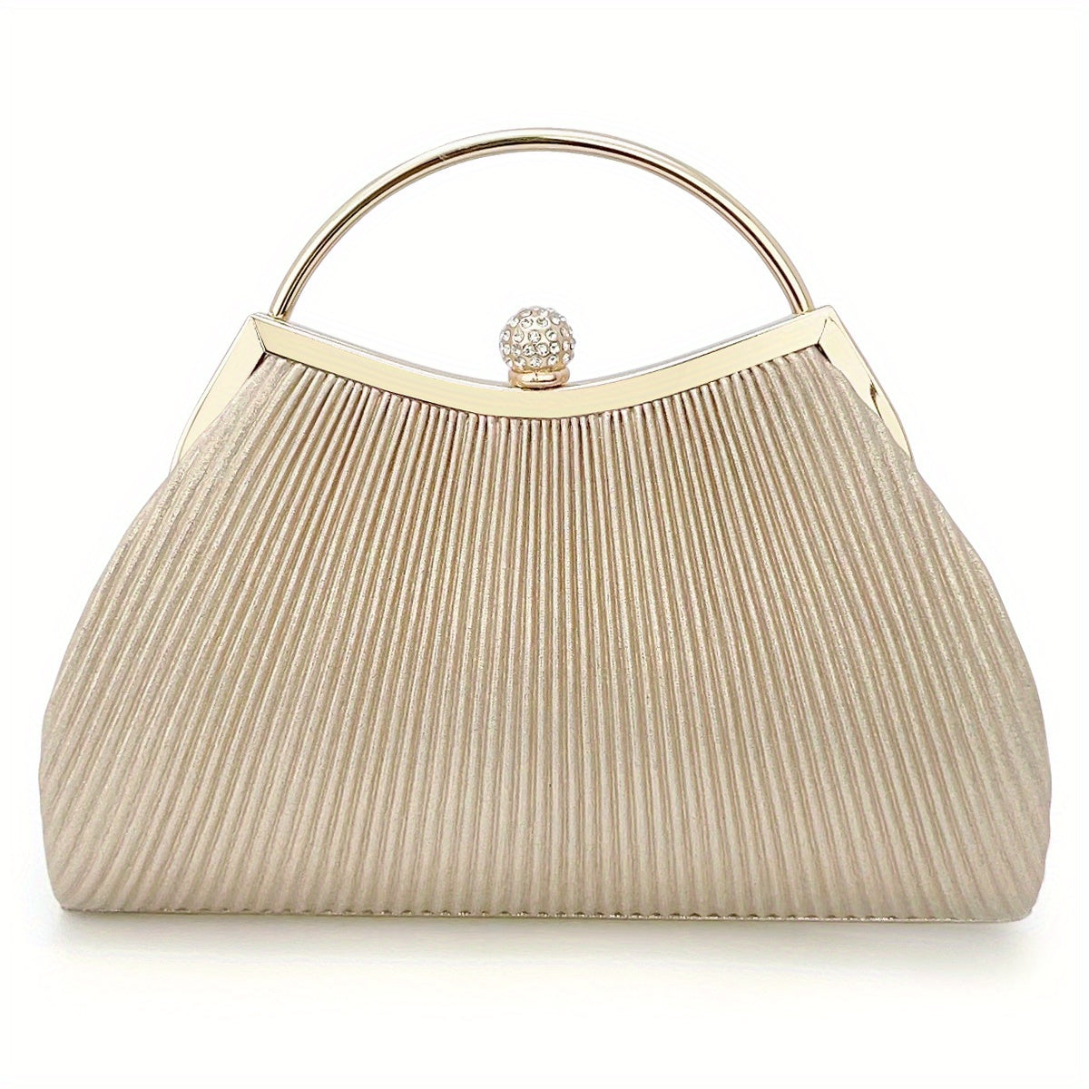 [Evening Clutch Purse] Rhinestone Decor Ruched Evening Bag for Women - Top Ring Clutch Purse Handbags for Wedding Prom Dinner