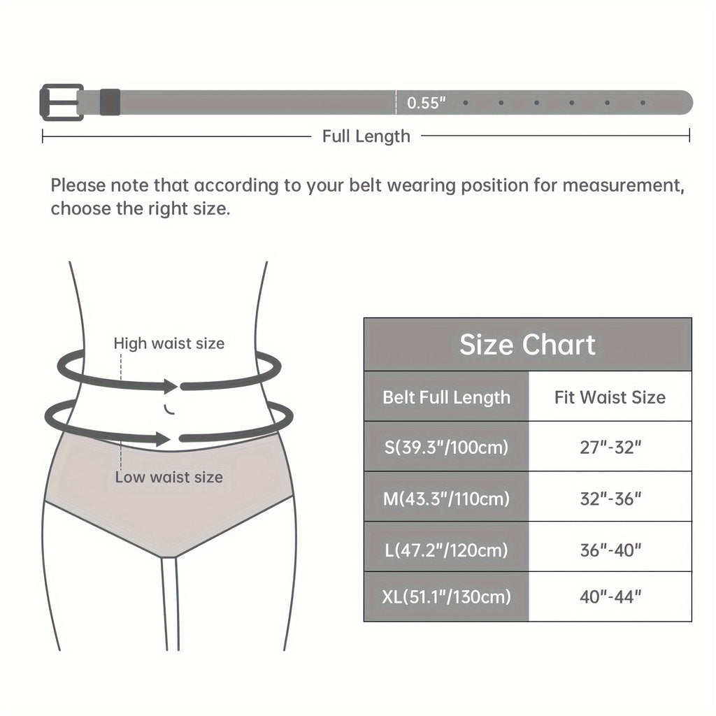 4pcs/set Square Pin Buckle Thin Belts - Simple, Classic, Solid Color Designs for Women's Jeans Pants - Casual, Comfortable, and Adjustable