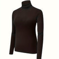 Plus Size Solid Turtleneck Long Sleeve Slim Fit Casual T-Shirt - Women's Plus Size Clothing, Comfortable and Versatile, Perfect for Daily Wear