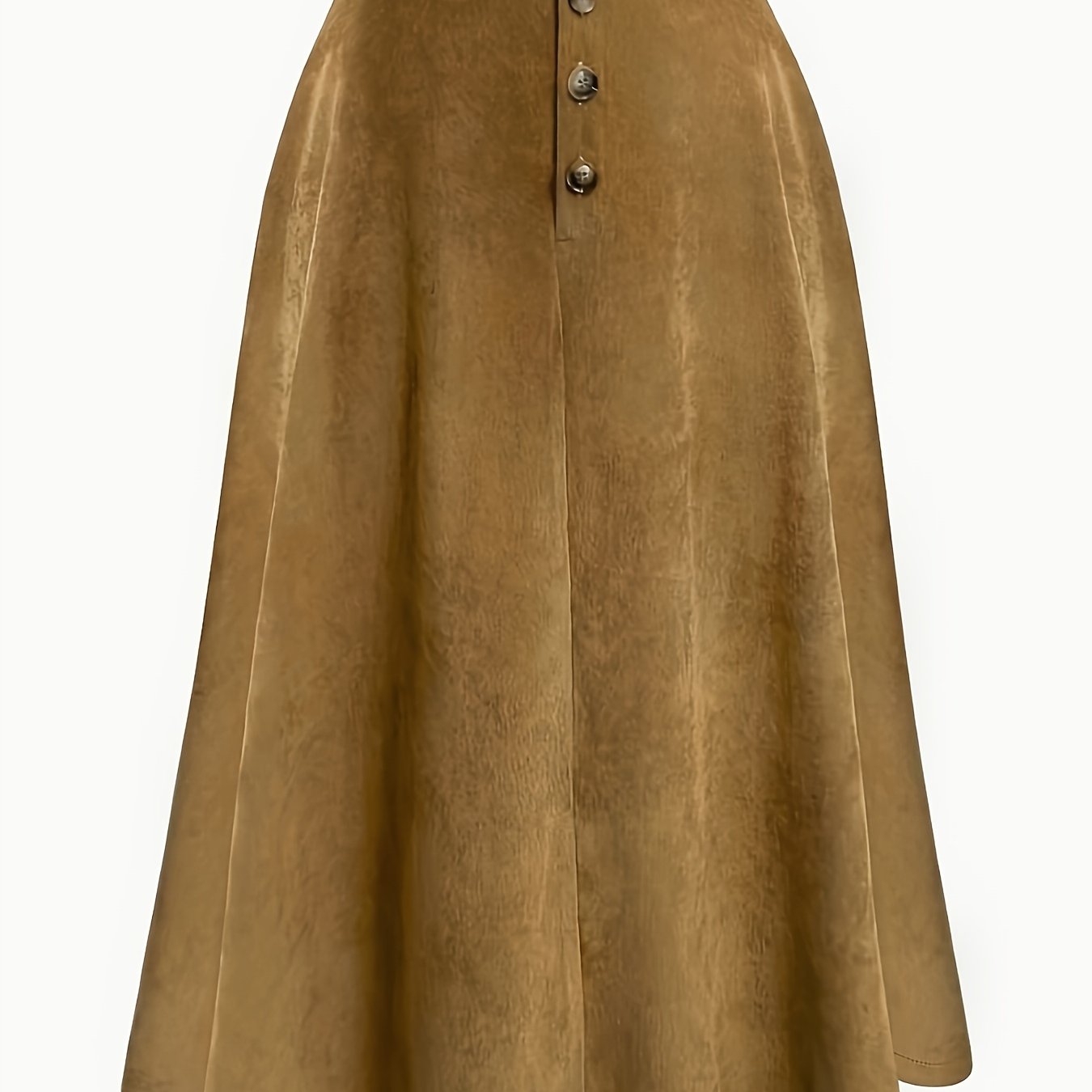 Plus Size Solid Button Front Skirt, Casual Corduroy Skirt For Spring & Fall, Women's Plus Size Clothing