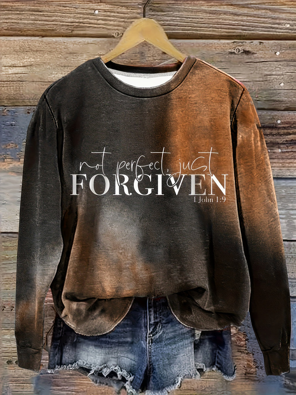 Cozy Plus Size FORGIVEN Print Pullover Sweatshirt - Soft, Casual, Long Sleeve Crew Neck Design for Fall & Winter - Women's Comfortable Plus Size Clothing for Everyday Wear