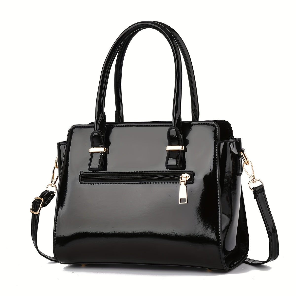 Classic Solid Color Crocodile Pattern Handbag with Clutch Purse, Textured Bags for Wo