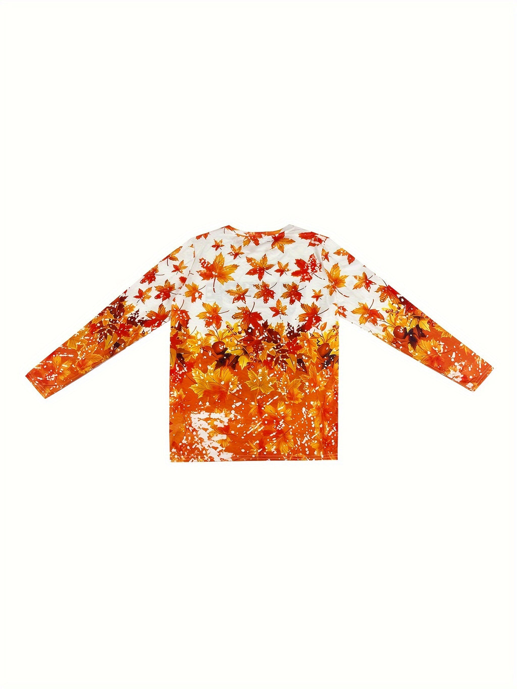 Plus Size Pumpkin & Cattle Print T-Shirt, Casual Crew Neck Long Sleeve Top For Spring & Fall, Women's Plus Size Clothing