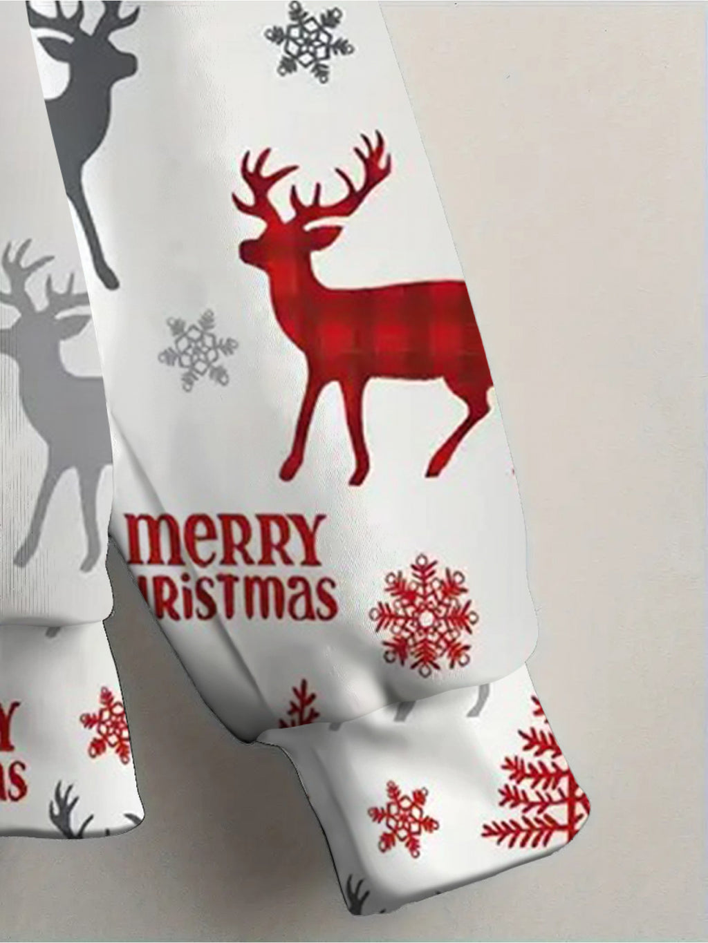 Women's Elegant Winter White & Red Christmas Jacket with Reindeer, Snowflakes & Tree Print - Full-Zip Hooded Coat, Full-Length Zipper Closure, Machine Washable Casual Outerwear for Holiday Parties, Christmas Outfits & Everyda