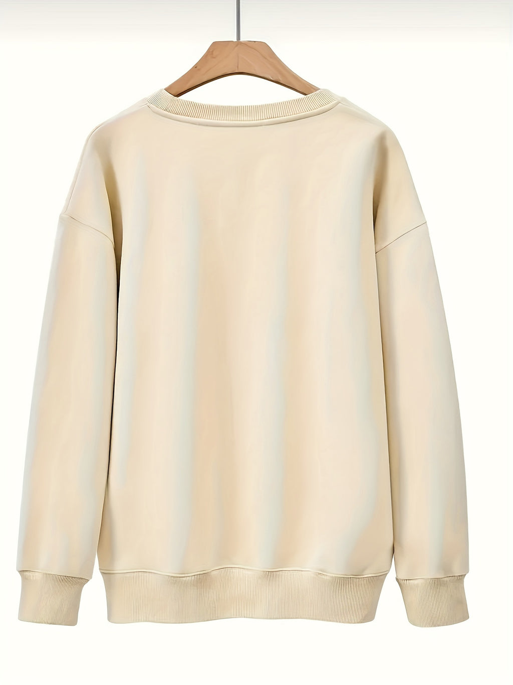 Plus Size Letter Print Sweatshirt, Crew Neck Casual Sweatshirt For Fall & Spring, Women's Plus Size Clothing