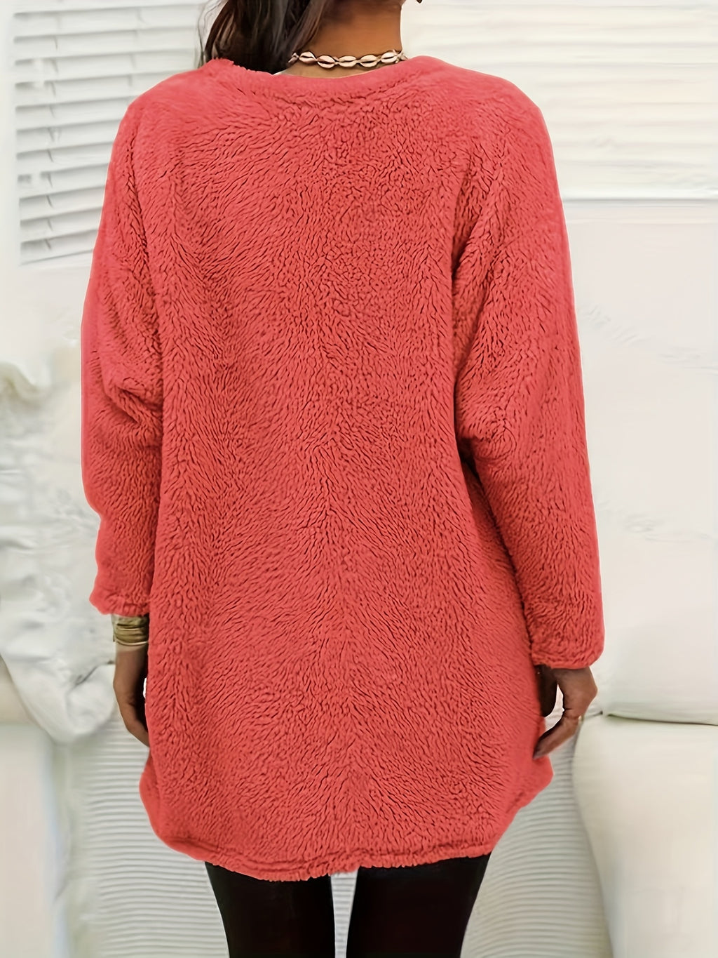 Women'S Cozy Fleece-Lined Long Sleeve Pullover Sweatshirt with Dandelion Print - Soft, Stretchy, and Casual Fall/Winter Wear, Orange, Round Neck, Regular Fit, Casual Wear|Dandelion Print Top|Stretchy Fabric, Women Jumper And