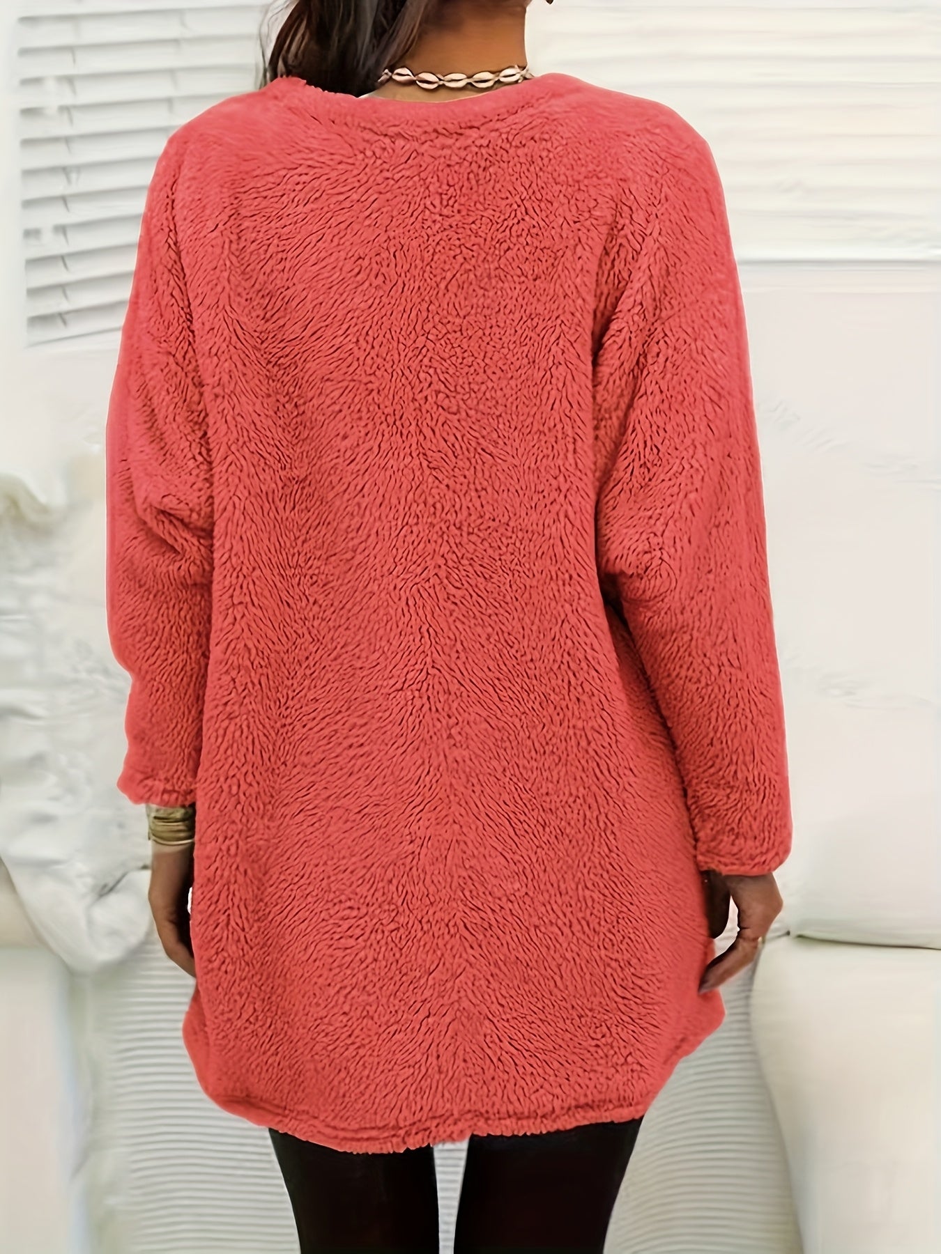 Women'S Cozy Fleece-Lined Long Sleeve Pullover Sweatshirt with Dandelion Print - Soft, Stretchy, and Casual Fall/Winter Wear, Orange, Round Neck, Regular Fit, Casual Wear|Dandelion Print Top|Stretchy Fabric, Women Jumper And