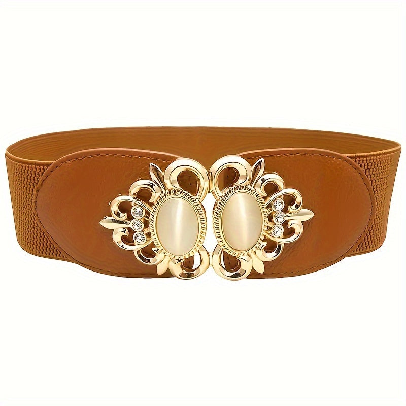 Opal Inlaid Buckle Elastic Belt