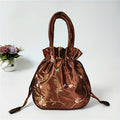 1pc Elegant Floral Clutch for Wo/Chic Drawstring Bucket Bag/Polyester Lining/Perfect for Coins & Phone/White & Pink/Cute Purse