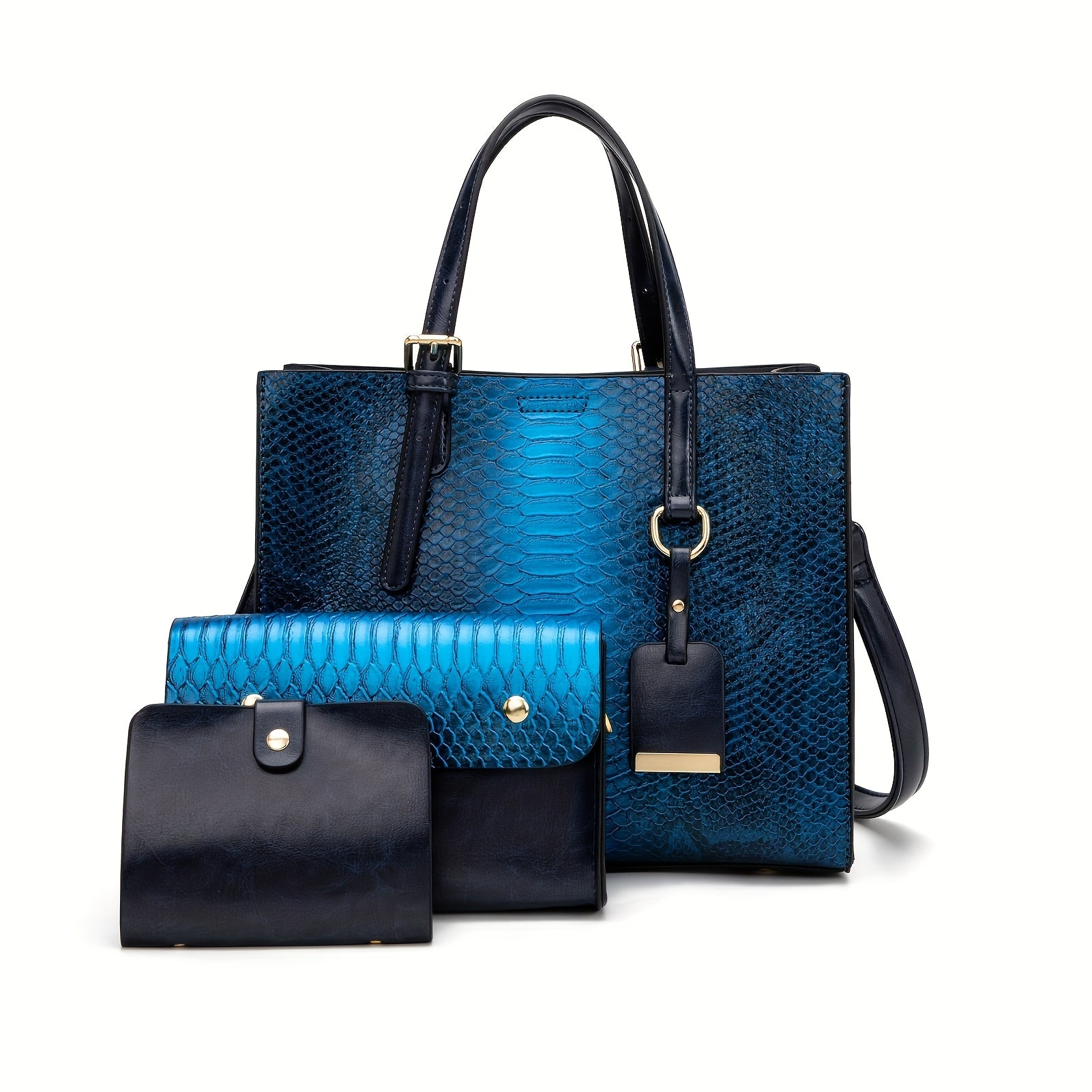 Set of 3 Stylish Tote Bags for Women Featuring a Crocodile Pattern