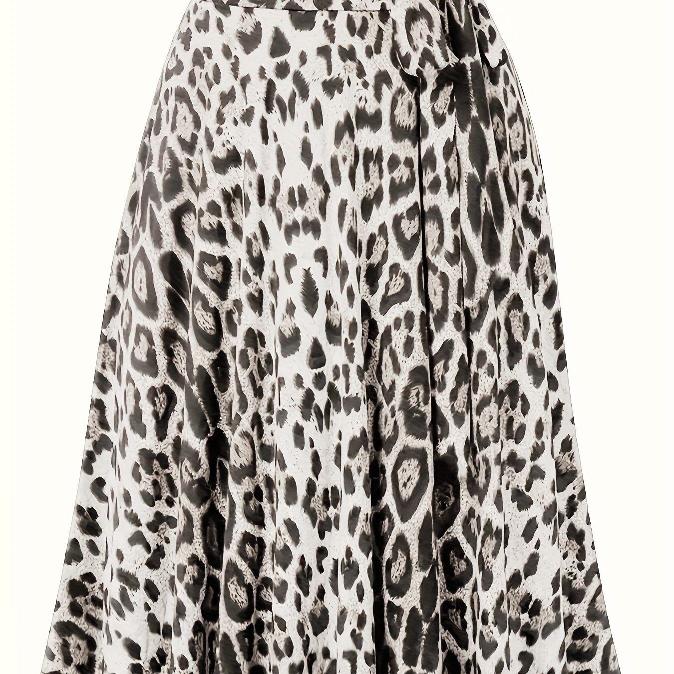 Plus Size Leopard Print Knot Skirt, Casual Elastic Waist Skirt For Spring & Summer, Women's Plus Size Clothing